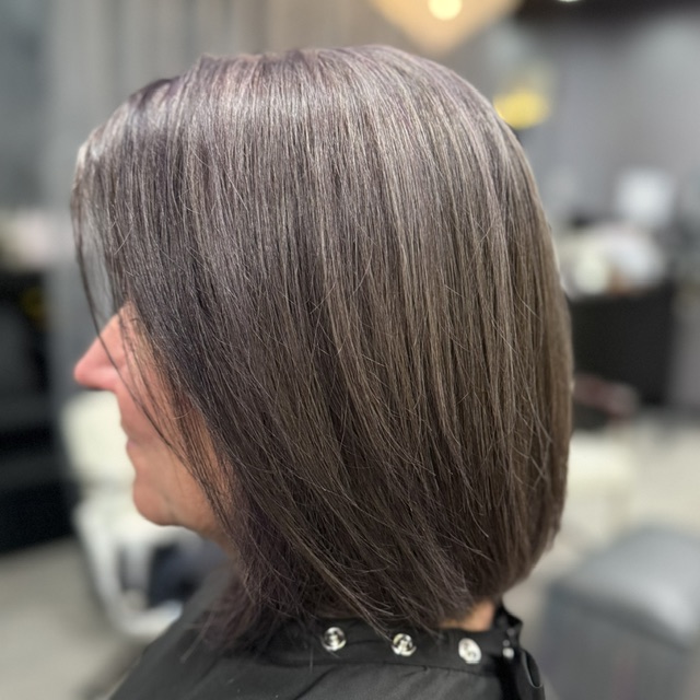 woman with silver hair goldwell elumen