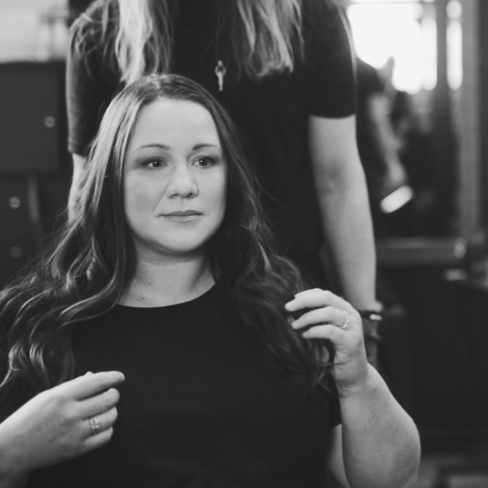 photo of client in Staerk hair salon Victoria bc